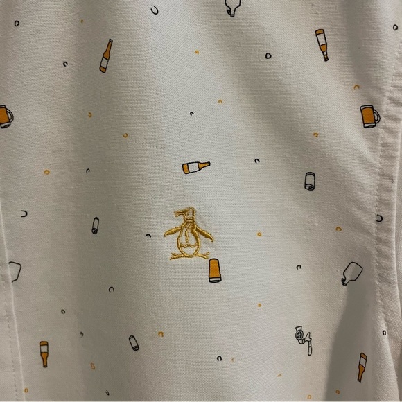 Original Penguin Beer Print Oxford Shirt Short Sleeve Size Small - Picture 8 of 14